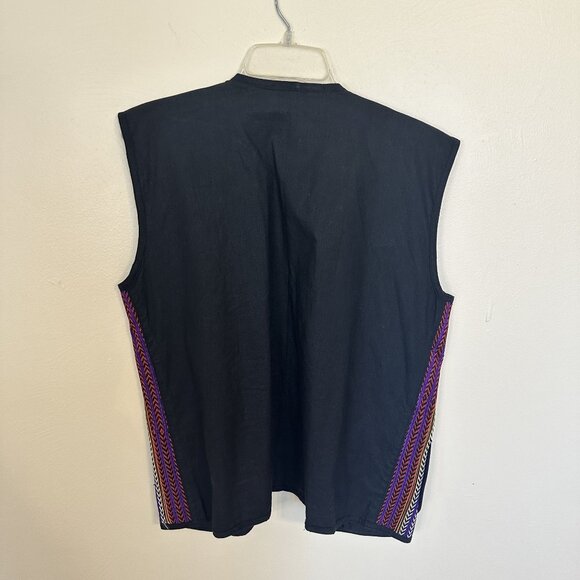 Vtg Womens Multicolor Striped Vest Front Pockets Daily Planet Zip Up Cotton - Picture 3 of 9